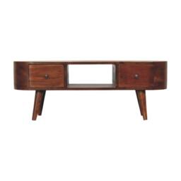 Wyld Haus Rawai Chestnut Mango Wood Round TV Media Unit in Brown - thumbnail 2