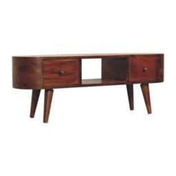 Wyld Haus Rawai Chestnut Mango Wood Round TV Media Unit in Brown - thumbnail 3