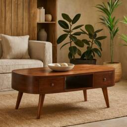 Wyld Haus Rawai Chestnut Mango Wood Round TV Media Unit in Brown