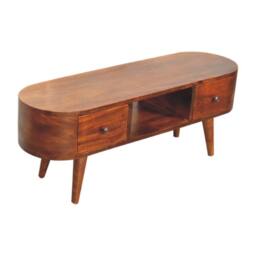 Wyld Haus Rawai Chestnut Mango Wood Round TV Media Unit in Brown - thumbnail 8