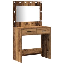 Berkfield Home 3 Piece Dressing Table Set Old Wood Engineered Wood in Brown - thumbnail 4