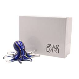 Objets d'Art Glass Figurine Deep Blue Octopus - thumbnail 5
