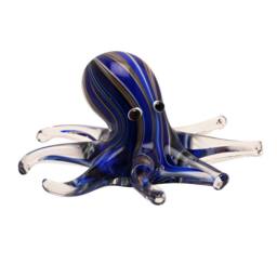 Objets d'Art Glass Figurine Deep Blue Octopus - thumbnail 1