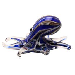 Objets d'Art Glass Figurine Deep Blue Octopus - thumbnail 3