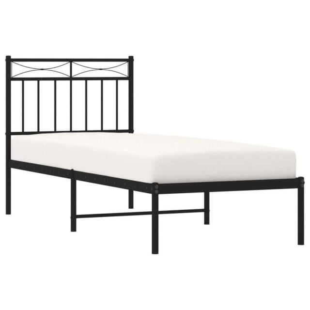 Berkfield Home Metal Bed Frame with Headboard Black 80x200 cm - image 1