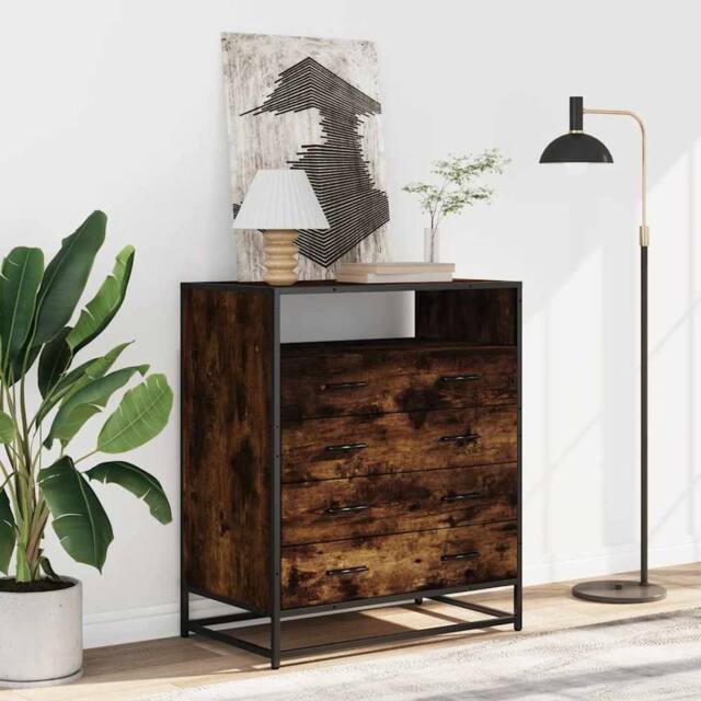 Berkfield Home Elegant Drawer Cabinet Smoked Oak 70x41x83.5 cm Engineered Wood in Brown - image 1
