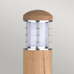 Netlighting Poole 1 Light Outdoor Bollard Light Stainless Steel Teak IP55 E27 in Brown - thumbnail 2