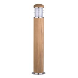 Netlighting Poole 1 Light Outdoor Bollard Light Stainless Steel Teak IP55 E27 in Brown
