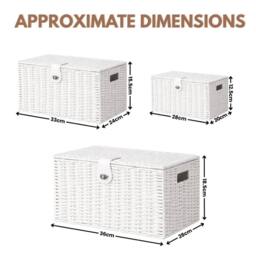 Havendro Wicker Storage Basket White x3 Laundry Hamper Stackable Lid Home - thumbnail 2