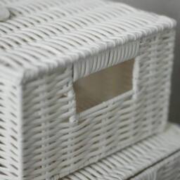 Havendro Wicker Storage Basket White x3 Laundry Hamper Stackable Lid Home - thumbnail 4