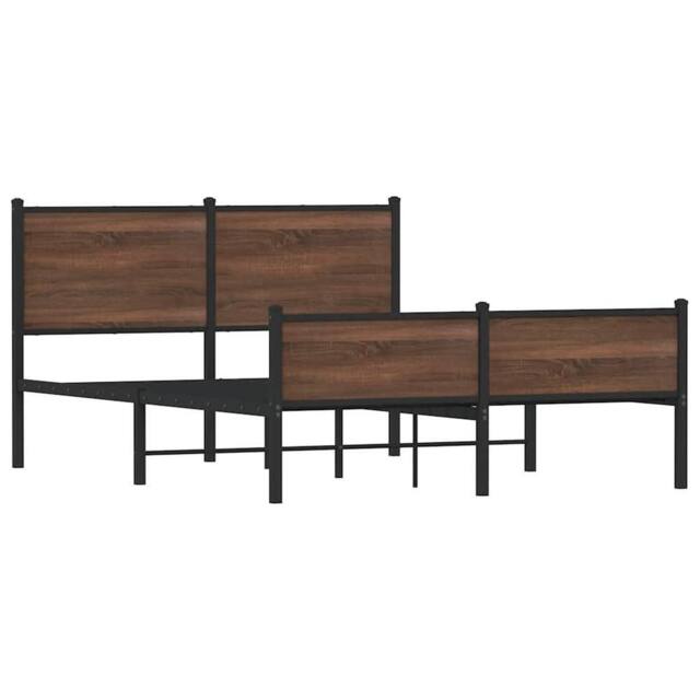 Berkfield Home Metal Bed Frame without Mattress Brown Oak 140x190 cm - image 1