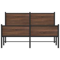 Berkfield Home Metal Bed Frame without Mattress Brown Oak 140x190 cm - thumbnail 5