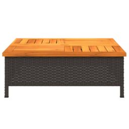 Berkfield Home Garden Table Black 70x70x25 cm Rattan & Acacia Wood - Size: 70 x 70 x 25 cm - thumbnail 5