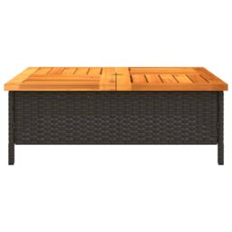 Berkfield Home Garden Table Black 70x70x25 cm Rattan & Acacia Wood - Size: 70 x 70 x 25 cm - thumbnail 6