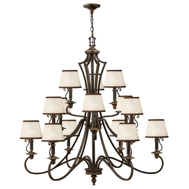 Loops 15 Bulb Chandelier Hanging Pendant LIght Olde Bronze LED E14 40W Bulb - image 1