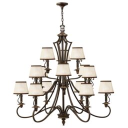 Loops 15 Bulb Chandelier Hanging Pendant LIght Olde Bronze LED E14 40W Bulb - thumbnail 1