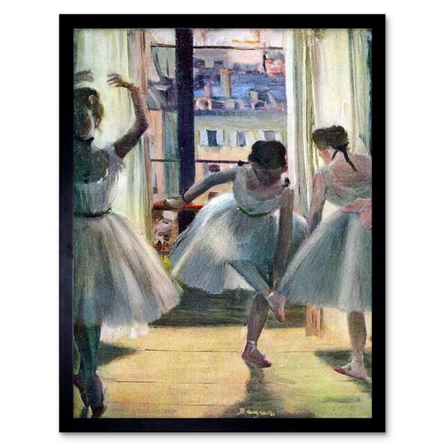 "Artery8 Edgar Degas Three Dancers A Practice Room Old Master Framed Art Print in Blue - Size: W12"" x H16""" - image 1