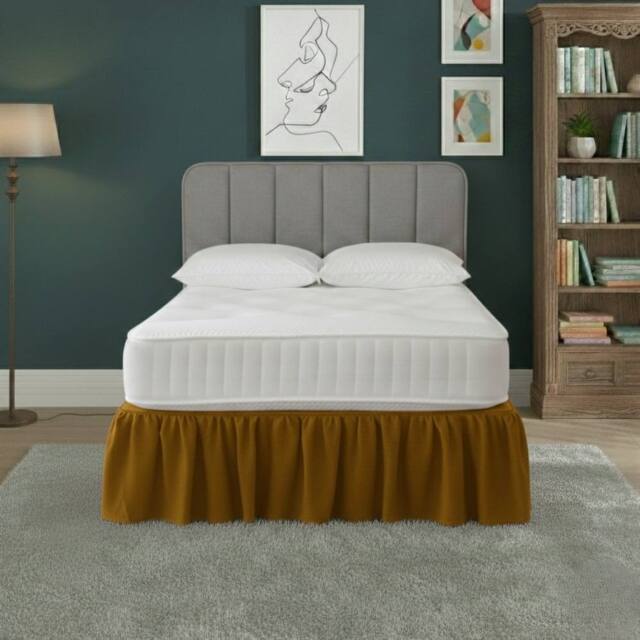 Snug City Base Valance Polycotton Sheet for Divan Beds Easy Care Bed Base Cover in Mustard - Size: Single - image 1