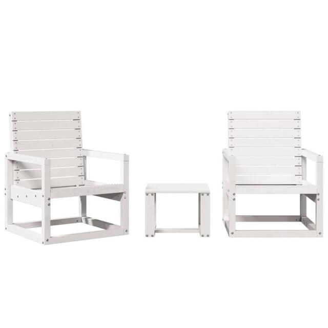 Berkfield Home 3 Piece Garden Lounge Set White Solid Wood Pine - image 1