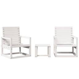 Berkfield Home 3 Piece Garden Lounge Set White Solid Wood Pine - thumbnail 1