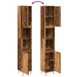 Berkfield Home Classic Bathroom Cabinet Old Wood 30x30x190 cm Engineered Wood in Brown - Size: 30 x 30 x 190 cm - thumbnail 8
