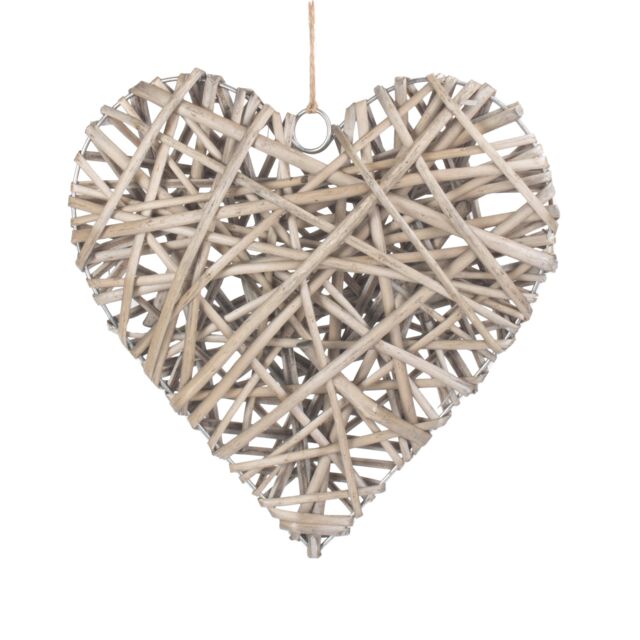Red Hamper Wicker Full Antique Wash Heart in Grey - image 1