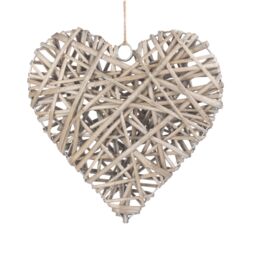 Red Hamper Wicker Full Antique Wash Heart in Grey - thumbnail 1