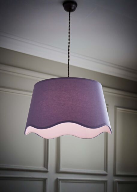 ValueLights Mabel Linen Large 30cm Scallop Edge with Trim Ceiling Light Lamp Shade in Lilac - image 1