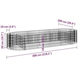 Berkfield Home Durable Gabion Raised Bed Galvanised Iron 300x100x50 cm in Silver - Size: 300 x 100 x 50 cm - thumbnail 8