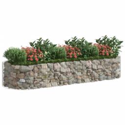 Berkfield Home Durable Gabion Raised Bed Galvanised Iron 300x100x50 cm in Silver - Size: 300 x 100 x 50 cm - thumbnail 1