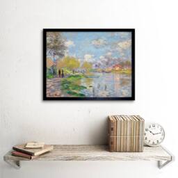 "Artery8 Claude Monet Spring by The Seine Living Room 12x16"" Framed Art Print in Blue - Size: W12"" x H16""" - thumbnail 2