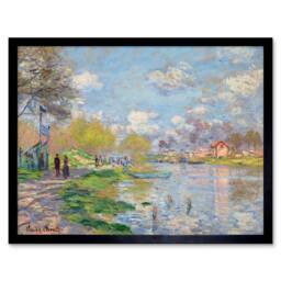 "Artery8 Claude Monet Spring by The Seine Living Room 12x16"" Framed Art Print in Blue - Size: W12"" x H16""" - thumbnail 1