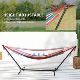 OUTSUNNY 298 x 117cm Hammock with Metal Stand Carrying Bag 120kg - Size: 298 x 117 cm - thumbnail 4