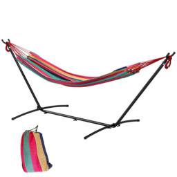OUTSUNNY 298 x 117cm Hammock with Metal Stand Carrying Bag 120kg - Size: 298 x 117 cm - thumbnail 2