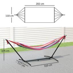 OUTSUNNY 298 x 117cm Hammock with Metal Stand Carrying Bag 120kg - Size: 298 x 117 cm - thumbnail 3