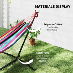 OUTSUNNY 298 x 117cm Hammock with Metal Stand Carrying Bag 120kg - Size: 298 x 117 cm - thumbnail 5