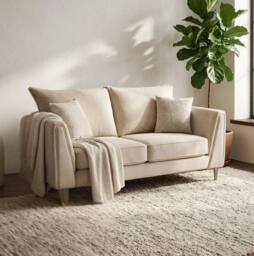 Stratus Interiors Elaine Velvet Fullback Elegant sofa for Living room - 2 Seater in Cream