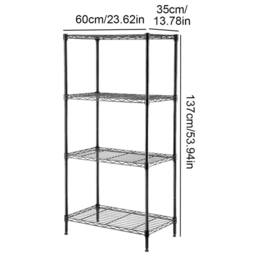 Nordara 60*137cm 4 Tier Metal Storage Rack Wire Shelf Home Kitchen Office in Black - thumbnail 2