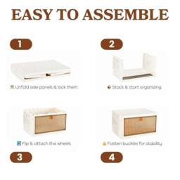 Kelvenix 3 Tier Plastic Folding Wardrobe Storage Box in White - thumbnail 3