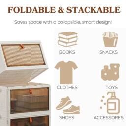 Kelvenix 3 Tier Plastic Folding Wardrobe Storage Box in White - thumbnail 4