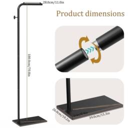 FORGEVIO Black Metal Coat Stand 39x26x180cm - Size: 39 x 26 x 180 cm - thumbnail 2