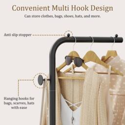 FORGEVIO Black Metal Coat Stand 39x26x180cm - Size: 39 x 26 x 180 cm - thumbnail 4