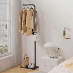 FORGEVIO Black Metal Coat Stand 39x26x180cm - Size: 39 x 26 x 180 cm - thumbnail 3