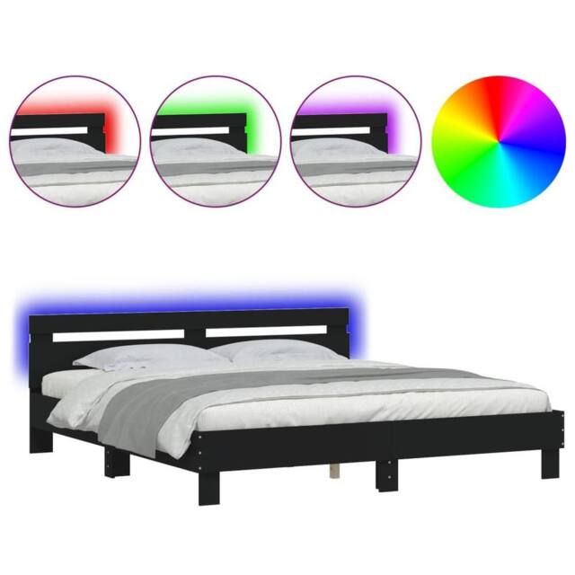 Berkfield Home Bed Frame with LED without Mattress Black 200x200 cm - image 1