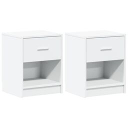 Berkfield Home Bedside Cabinets 2 pcs with Drawer White 40x34x50 cm in Black - Size: 40 x 34 x 50 cm - thumbnail 2