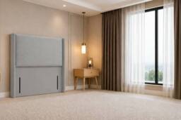 "Nexus Mattresses Ltd Portofino Plush Divan Bed Base No Drawers - 54"" Winged Headboard in Silver - Size: King" - thumbnail 5