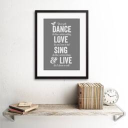 "Artery8 Quote Dance Like No One Is Watching Love 12x16"" Framed Wall Art Print in Grey - Size: W12"" x H16""" - thumbnail 2