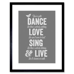 "Artery8 Quote Dance Like No One Is Watching Love 12x16"" Framed Wall Art Print in Grey - Size: W12"" x H16""" - thumbnail 1
