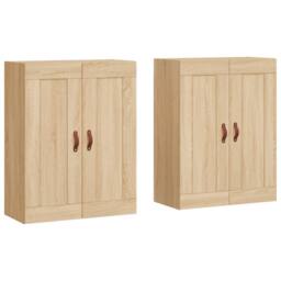Berkfield Home Wall Mounted Cabinets 2 pcs Sonoma Oak Engineered Wood in Light Tan - thumbnail 1