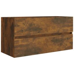 Berkfield Home Sink Cabinet Smoked Oak 90x38.5x45 cm Engineered Wood in Brown - thumbnail 2